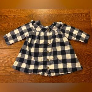 Hanna Andersson Black & White Buffalo Check Flannel Dress Size 60 cm or 3-6 Mon